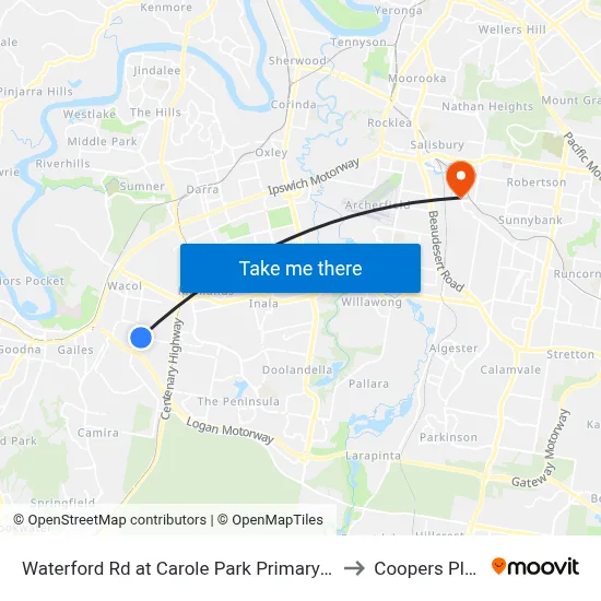 Waterford Rd at Carole Park Primary School to Coopers Plains map