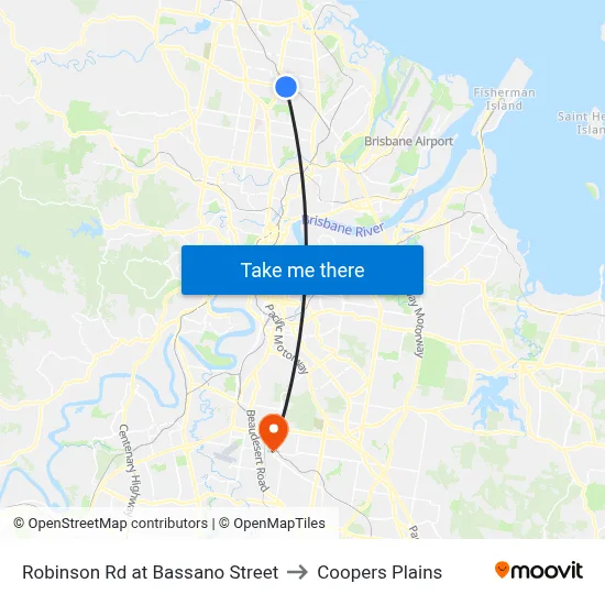 Robinson Rd at Bassano Street to Coopers Plains map