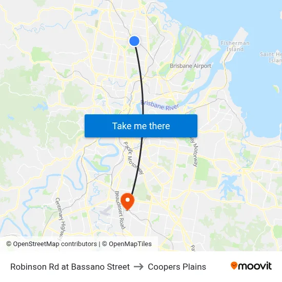 Robinson Rd at Bassano Street to Coopers Plains map