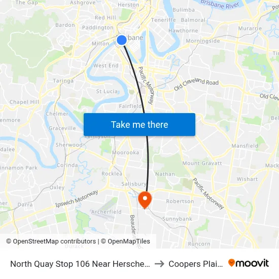 North Quay Stop 106 Near Herschel St to Coopers Plains map