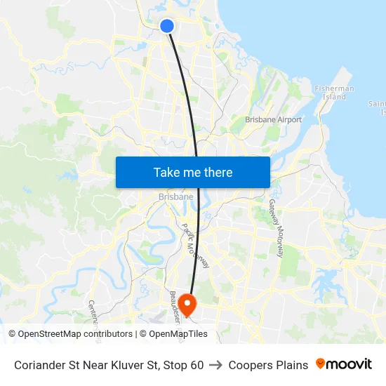Coriander St Near Kluver St, Stop 60 to Coopers Plains map