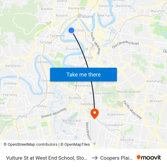 Vulture St at West End School, Stop 9 to Coopers Plains map