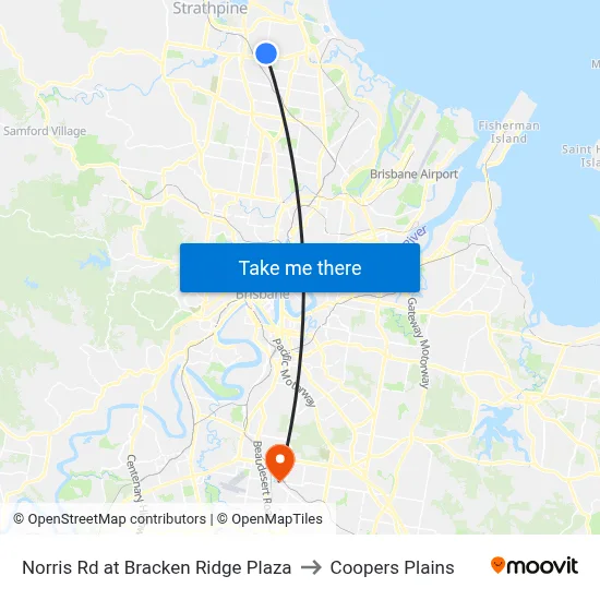 Norris Rd at Bracken Ridge Plaza to Coopers Plains map