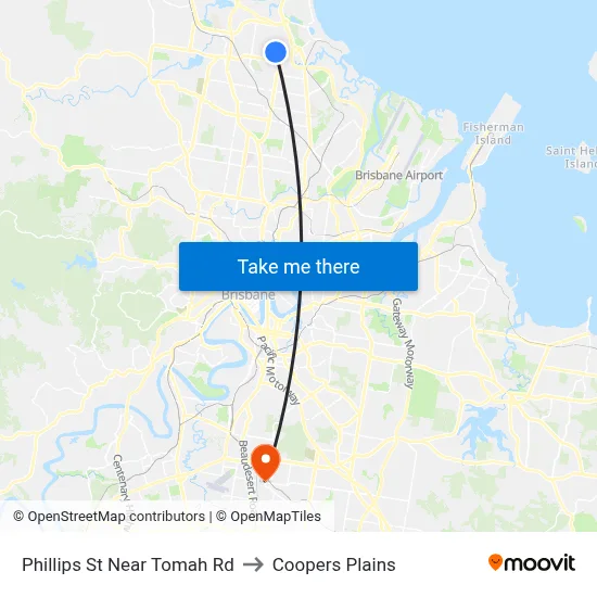 Phillips St Near Tomah Rd to Coopers Plains map