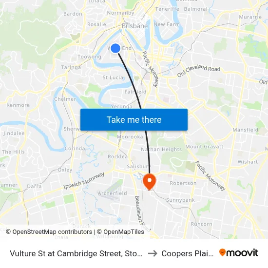 Vulture St at Cambridge Street, Stop 8 to Coopers Plains map