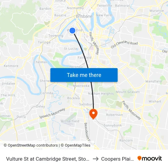 Vulture St at Cambridge Street, Stop 8 to Coopers Plains map