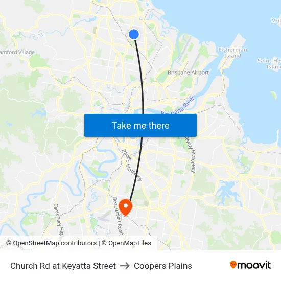 Church Rd at Keyatta Street to Coopers Plains map
