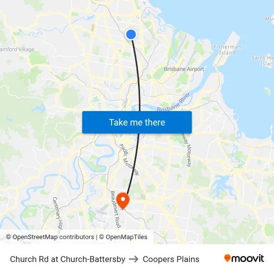 Church Rd at Church-Battersby to Coopers Plains map