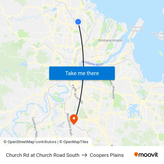 Church Rd at Church Road South to Coopers Plains map