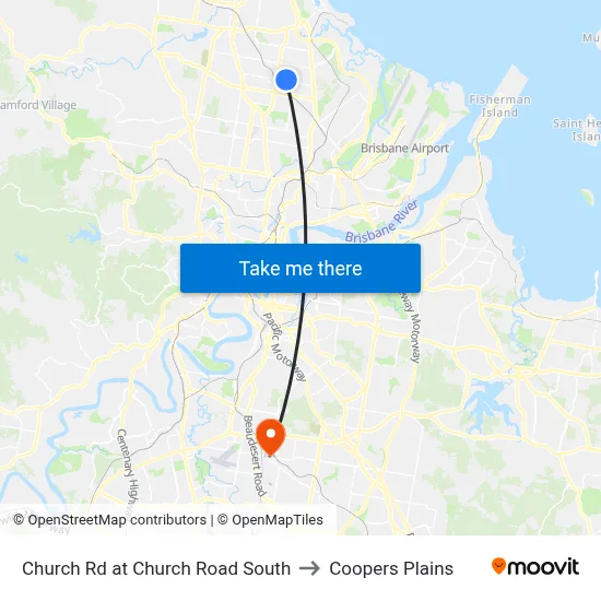 Church Rd at Church Road South to Coopers Plains map