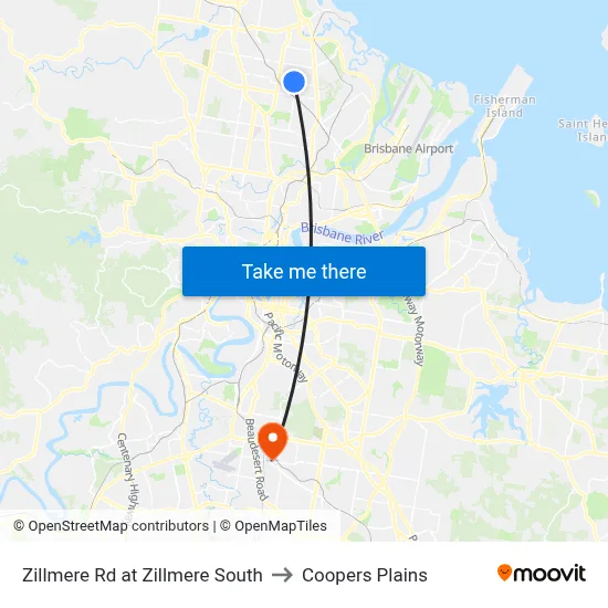 Zillmere Rd at Zillmere South to Coopers Plains map