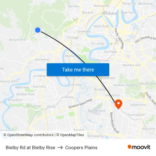 Bielby Rd at Bielby Rise to Coopers Plains map