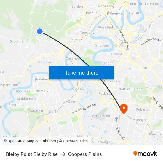 Bielby Rd at Bielby Rise to Coopers Plains map