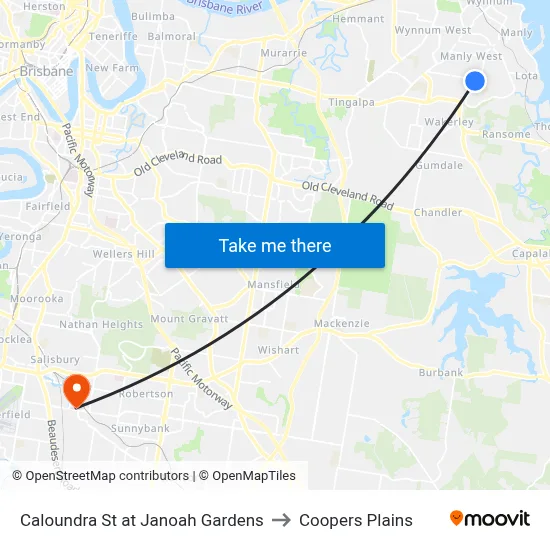 Caloundra St at Janoah Gardens to Coopers Plains map