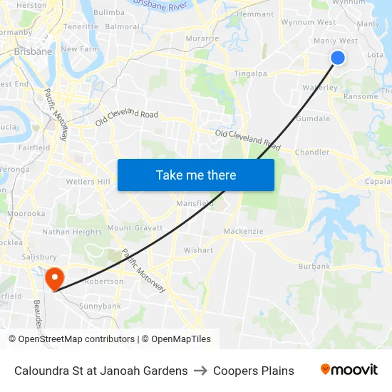 Caloundra St at Janoah Gardens to Coopers Plains map
