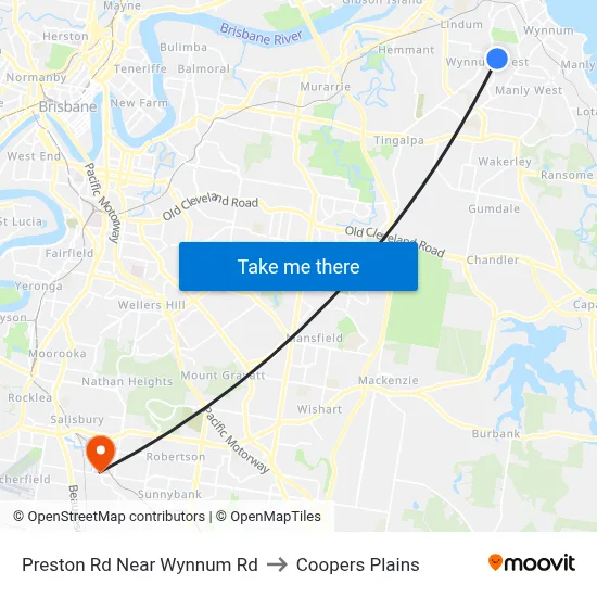 Preston Rd Near Wynnum Rd to Coopers Plains map