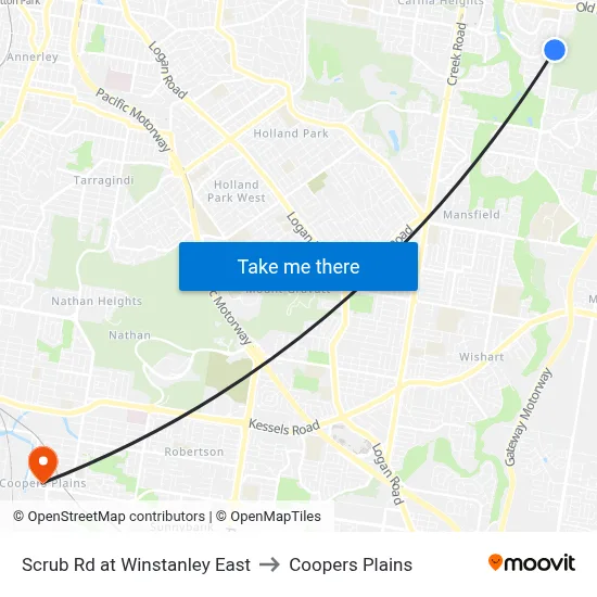 Scrub Rd at Winstanley East to Coopers Plains map