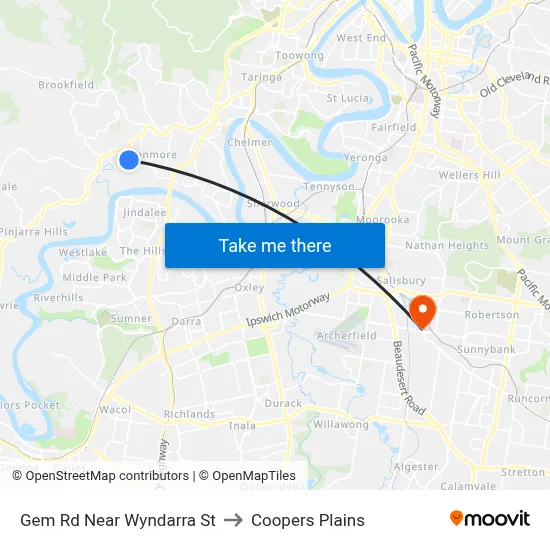 Gem Rd Near Wyndarra St to Coopers Plains map