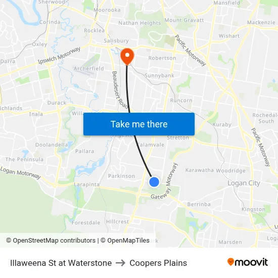 Illaweena St at Waterstone to Coopers Plains map