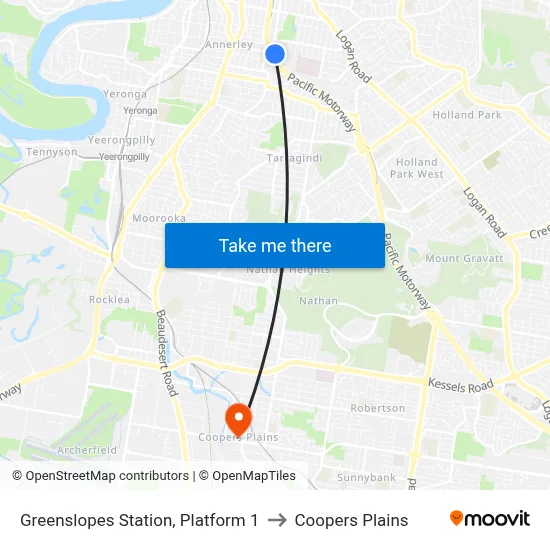 Greenslopes Station, Platform 1 to Coopers Plains map