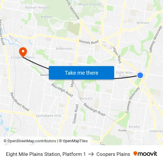 Eight Mile Plains Station, Platform 1 to Coopers Plains map