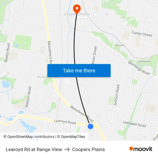 Learoyd Rd at Range View to Coopers Plains map