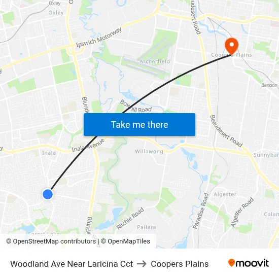 Woodland Ave Near Laricina Cct to Coopers Plains map