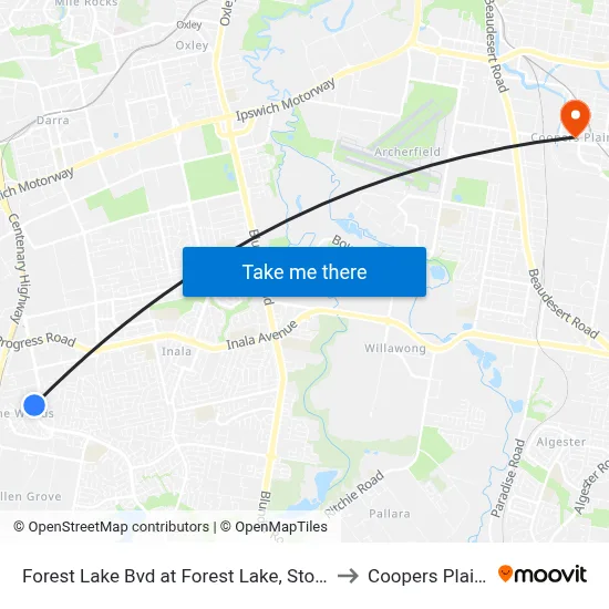 Forest Lake Bvd at Forest Lake, Stop E to Coopers Plains map