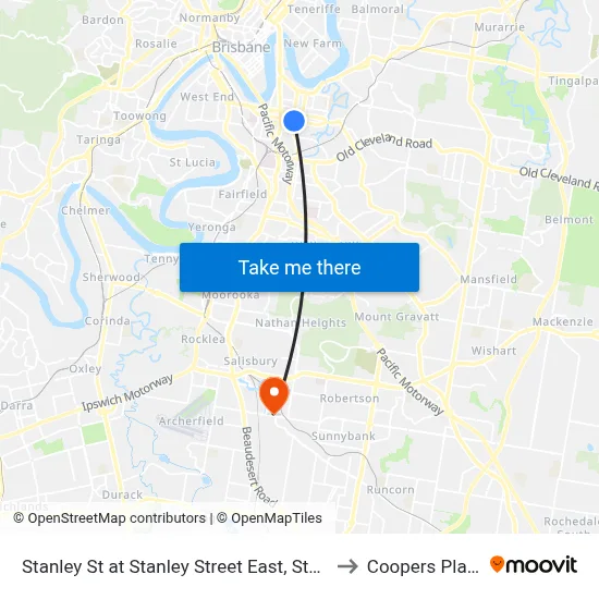 Stanley St at Stanley Street East, Stop 10 to Coopers Plains map