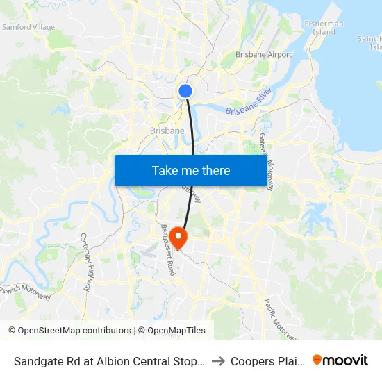 Sandgate Rd at Albion Central Stop 19 to Coopers Plains map