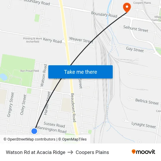 Watson Rd at Acacia Ridge to Coopers Plains map