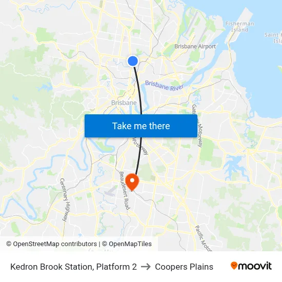 Kedron Brook Station, Platform 2 to Coopers Plains map