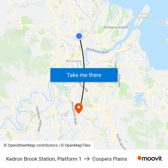 Kedron Brook Station, Platform 1 to Coopers Plains map