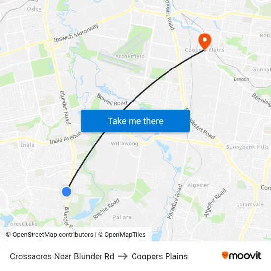 Crossacres Near Blunder Rd to Coopers Plains map