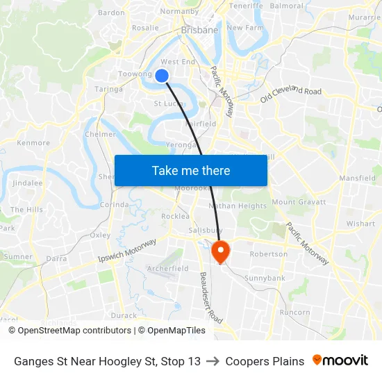 Ganges St Near Hoogley St, Stop 13 to Coopers Plains map