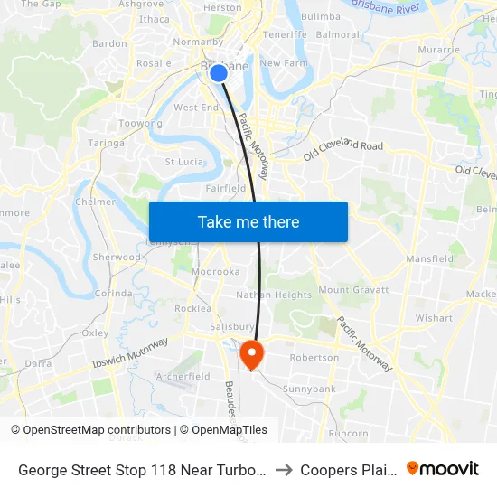George Street Stop 118 Near Turbot St to Coopers Plains map