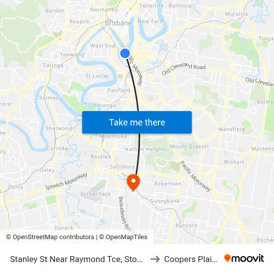 Stanley St Near Raymond Tce, Stop 6 to Coopers Plains map
