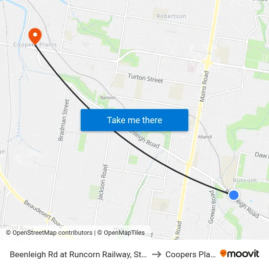 Beenleigh Rd at Runcorn Railway, Stop 72 to Coopers Plains map