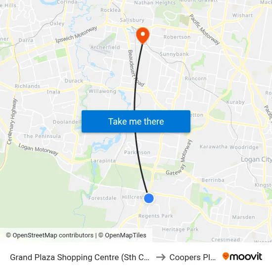 Grand Plaza Shopping Centre (Sth Car Park) to Coopers Plains map