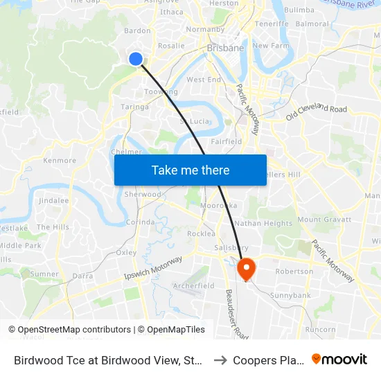 Birdwood Tce at Birdwood View, Stop 30 to Coopers Plains map