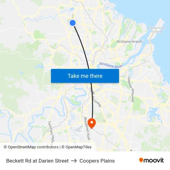 Beckett Rd at Darien Street to Coopers Plains map