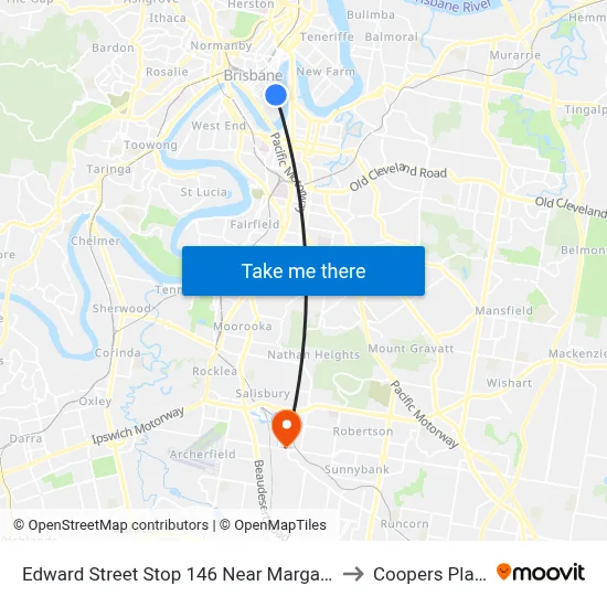 Edward Street Stop 146 Near Margaret St to Coopers Plains map