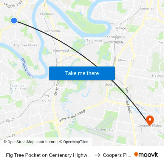 Fig Tree Pocket on Centenary Highway Siding to Coopers Plains map