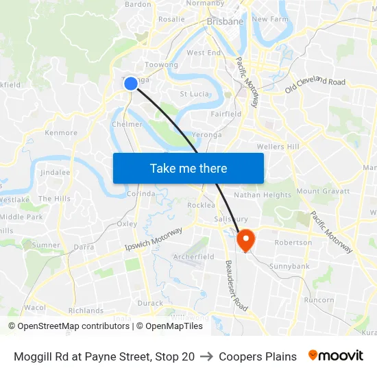 Moggill Rd at Payne Street, Stop 20 to Coopers Plains map