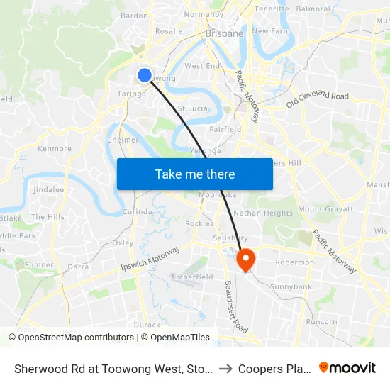 Sherwood Rd at Toowong West, Stop 22 to Coopers Plains map