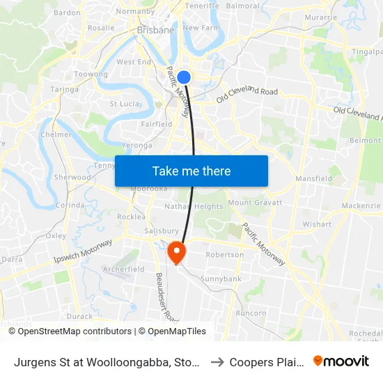 Jurgens St at Woolloongabba, Stop E to Coopers Plains map