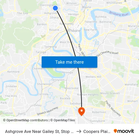 Ashgrove Ave Near Gailey St, Stop 24 to Coopers Plains map