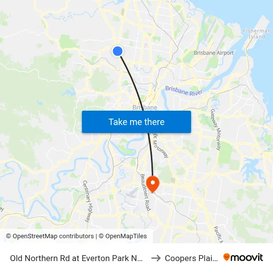 Old Northern Rd at Everton Park North to Coopers Plains map