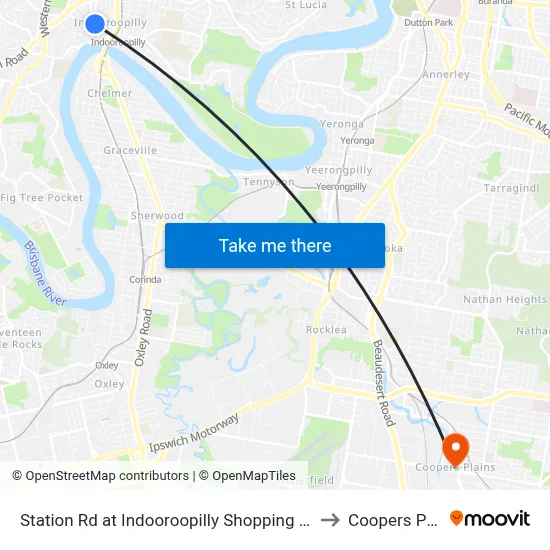Station Rd at Indooroopilly Shopping Ctr, Stop E to Coopers Plains map