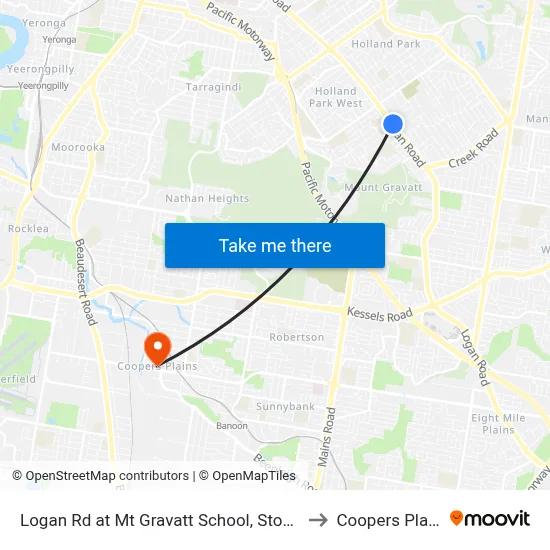 Logan Rd at Mt Gravatt School, Stop 35s to Coopers Plains map